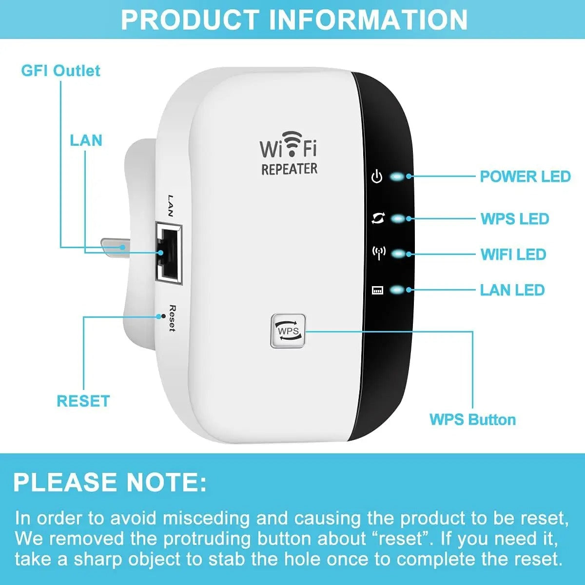 Wireless WiFi Repeater 300Mbps WiFi Extender Amplifier Booster Router 802.11N WPS Long Range 7 Status Light WiFi Repeater for PC