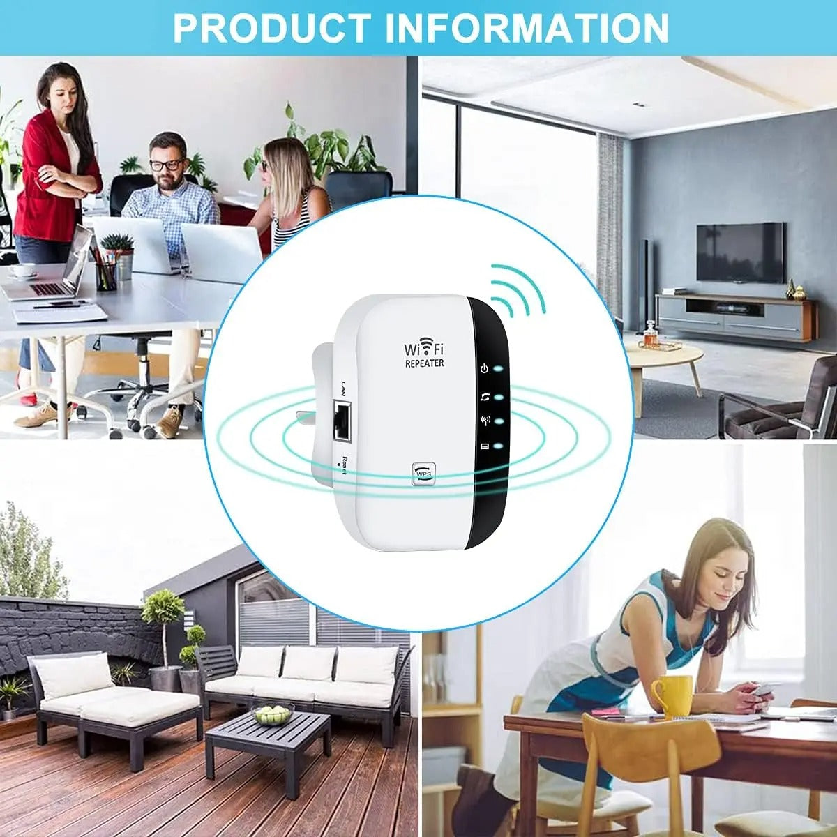 Wireless WiFi Repeater 300Mbps WiFi Extender Amplifier Booster Router 802.11N WPS Long Range 7 Status Light WiFi Repeater for PC