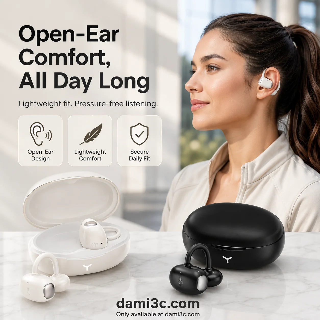HM22 AI Smart Translation Clip-on Wireless Bluetooth Earphones (White, True Wireless)With One Year Warranty
