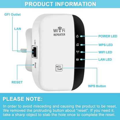 Wireless WiFi Repeater 300Mbps WiFi Extender Amplifier Booster Router 802.11N WPS Long Range 7 Status Light WiFi Repeater for PC