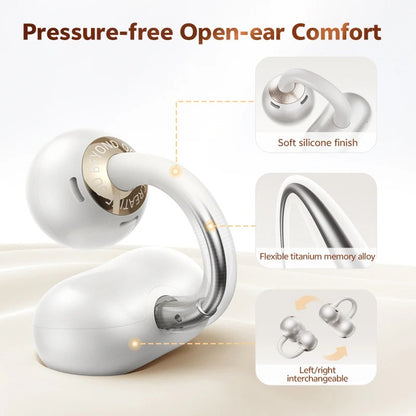 CT06 Clip On Earbuds Open Ear Wireless Bluetooth 6.0 Headphones with 4 Mic 35H Earbuds Comfortable for Running