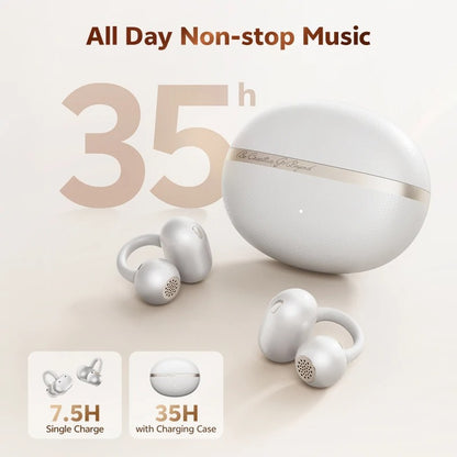 CT06 Clip On Earbuds Open Ear Wireless Bluetooth 6.0 Headphones with 4 Mic 35H Earbuds Comfortable for Running