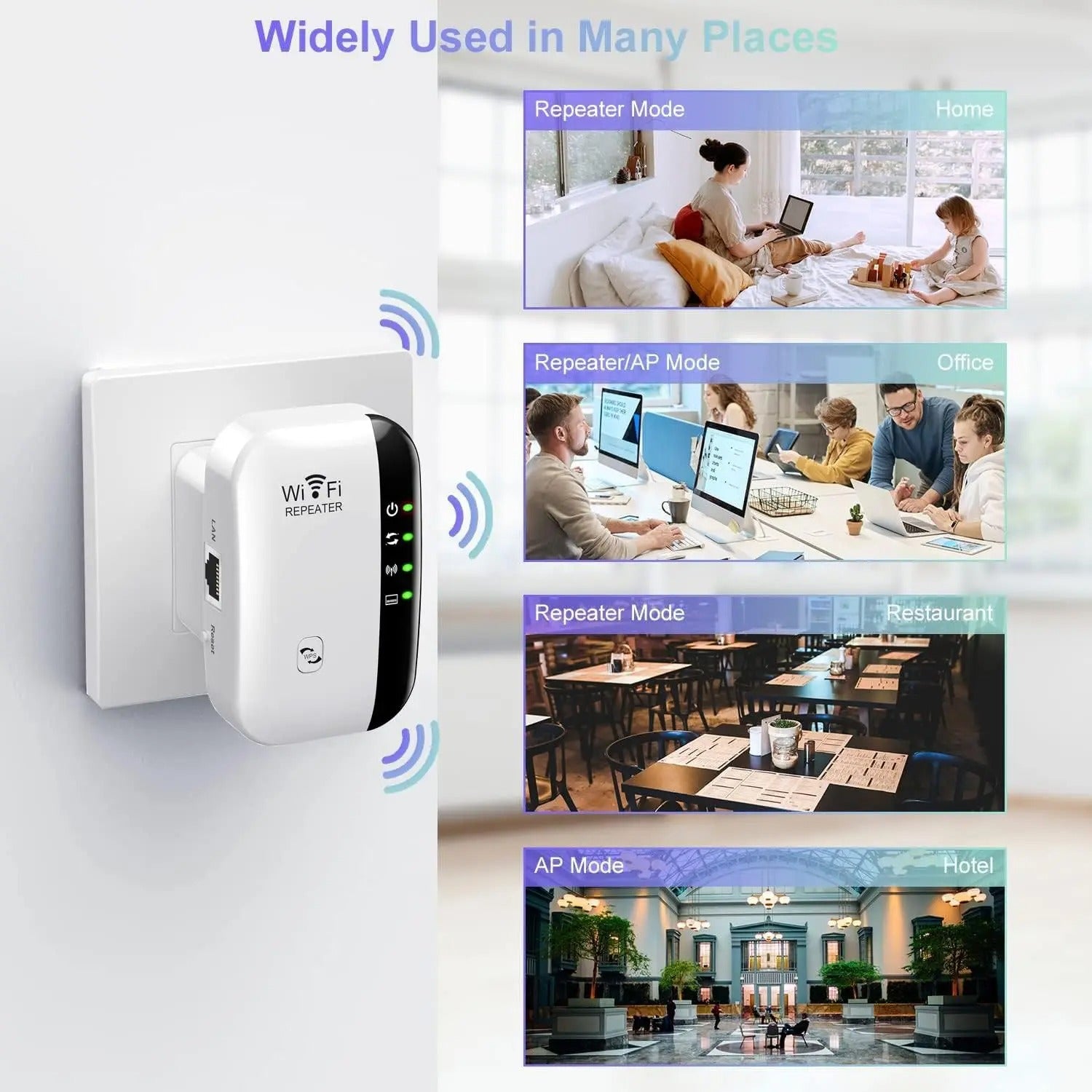 Wireless WiFi Repeater 300Mbps WiFi Extender Amplifier Booster Router 802.11N WPS Long Range 7 Status Light WiFi Repeater for PC