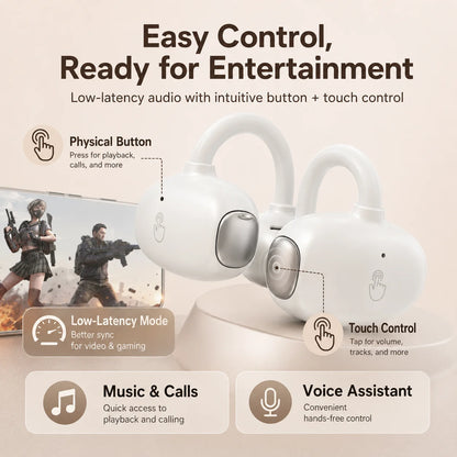HM22 AI Smart Translation Clip-on Wireless Bluetooth Earphones (White, True Wireless)With One Year Warranty
